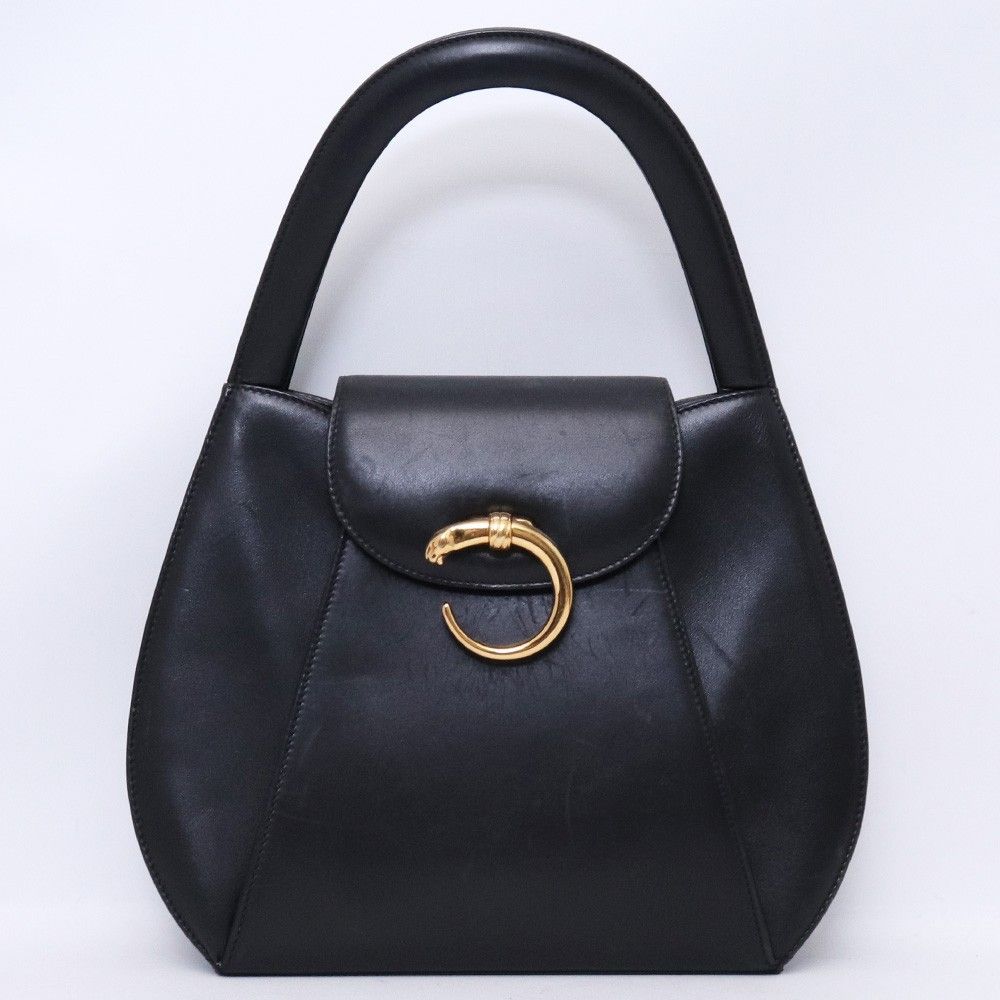 CARTIER パンテール パンサーライン レザー ハンドバッグ ブラック