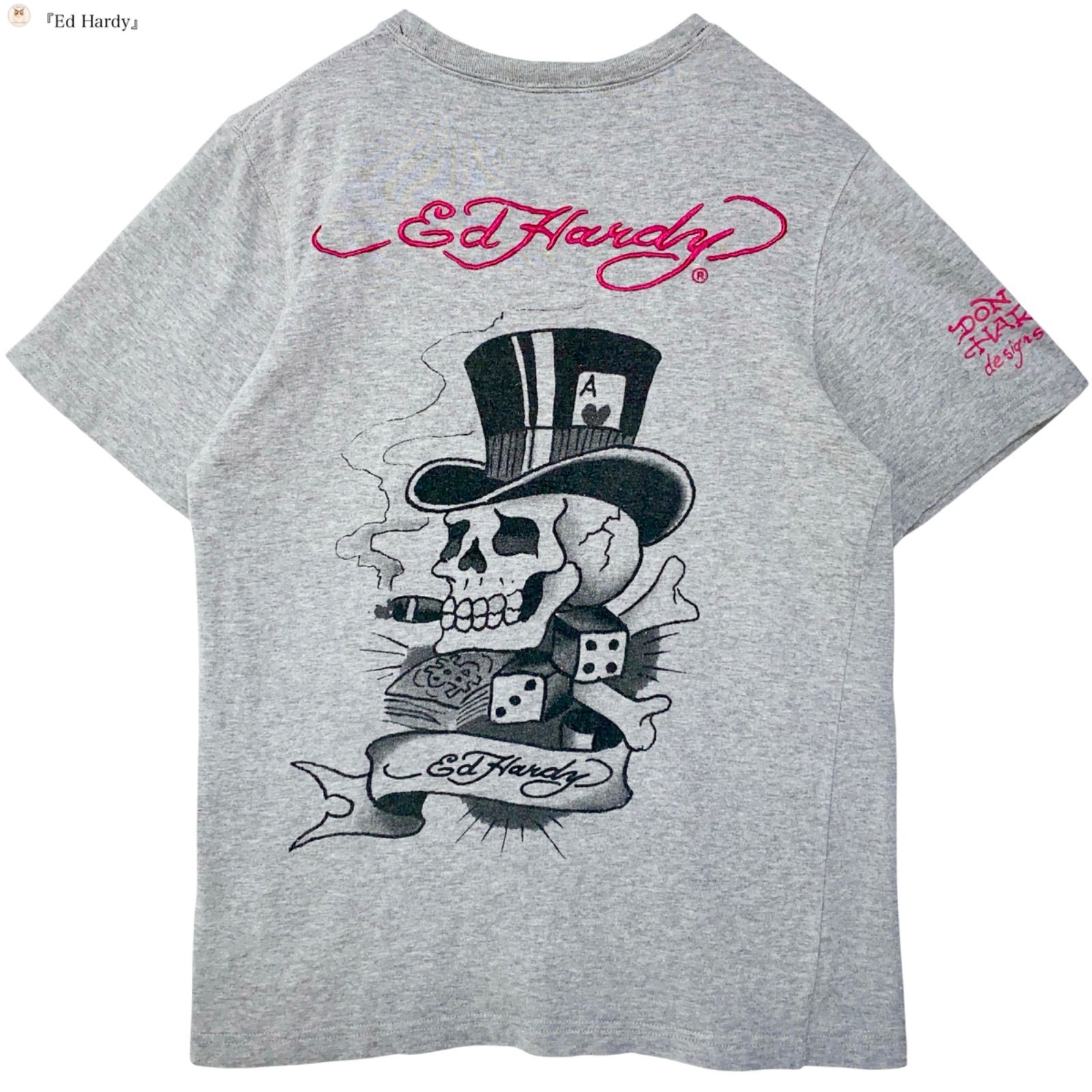 Ed Hardy エドハーディー スカル バックプリント Tシャツ L Y2K 平成