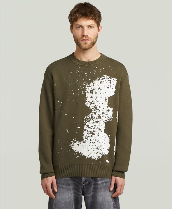 ジースター メンズ アウター ニット・セーター セーター ニット GStar Raw Mens Sprayed 89 PullOn Knit Sweater Dark Olive オリーブ
