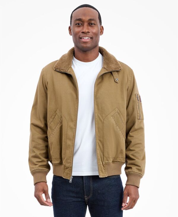 ラッキーブランド メンズ アウター ジャケット・ブルゾン ジャケット Lucky Brand Mens Sherpa Collar Flight Jacket Khaki カーキ
