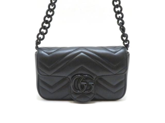 GUCCI グッチ GGマーモント 699757 ショルダーバッグ レザー ブラック レディース【中古】【430】2148104171696