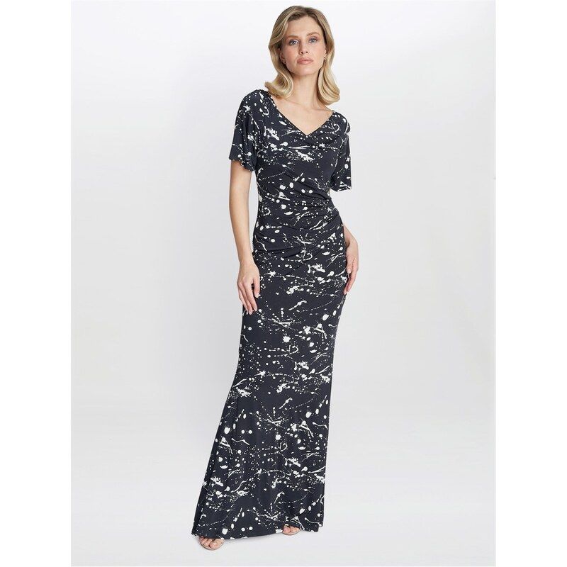 ジーナバッコーニ レディース トップス ワンピース マキシワンピース ジャージー マキシ Gina Bacconi Lacy Jersey Maxi Dress BLACK WHITE ホワイト