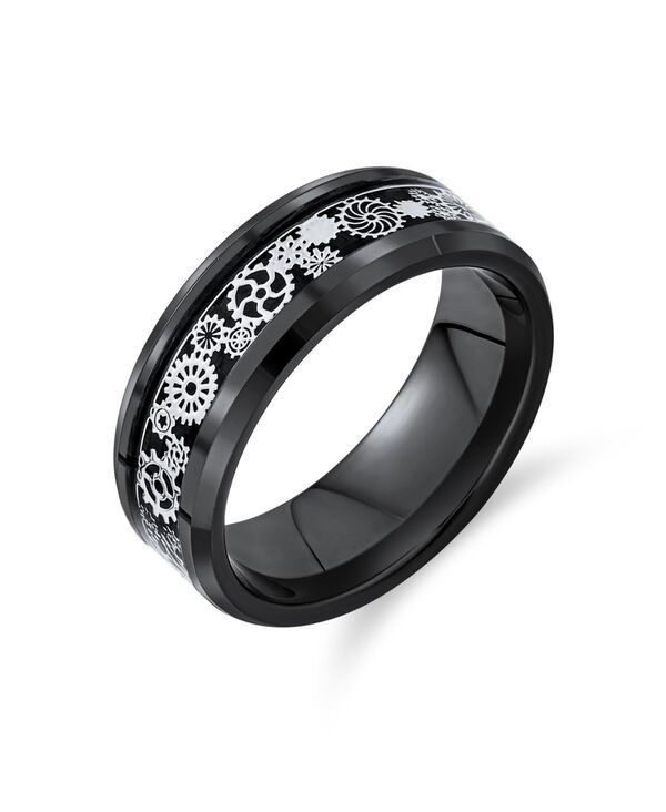 ブリング レディース アクセサリー ヒール Bling Jewelry Steampunk Gear Wheel Silver Black Plated Titanium Ring Band Carb 9,786円