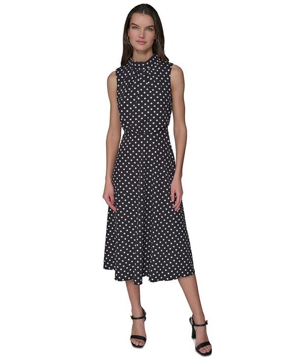 カール ラガーフェルド レディース トップス ワンピース ミディワンピース プリント ミディ KARL LAGERFELD PARIS Womens Printed MockNeck Midi Dre