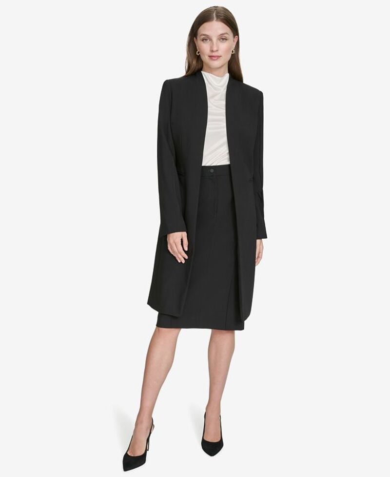 ホルストンヘリテイジ レディース アウター ジャケット・ブルゾン コントラスト ブレザー Halston Womens ContrastLined Duster Blazer Black ブラック