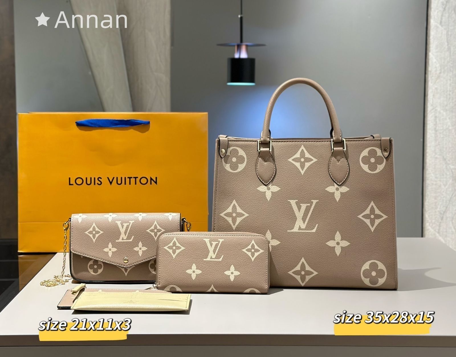 LV LOUIS VUITTON ルイヴィトン オンザゴー MM トートバッグショルダーバッグ 財布 3点セット