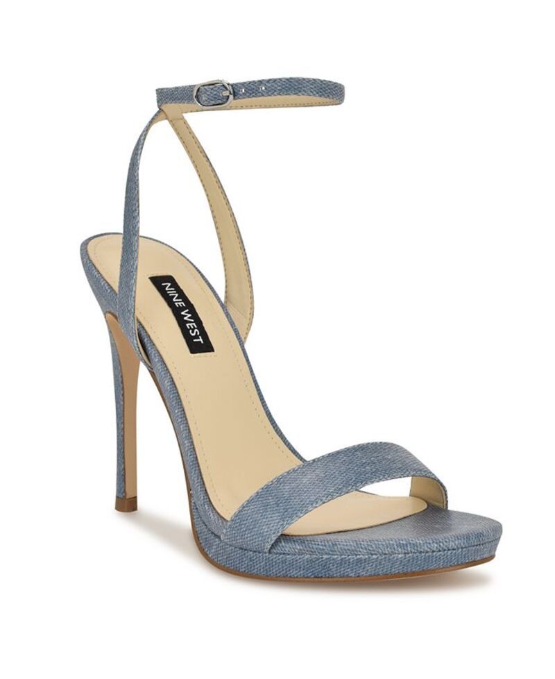 ナインウェスト レディース シューズ サンダル アンクル Nine West Womens Loola Ankle Strap Stiletto Sandals Laminated Denim デニム