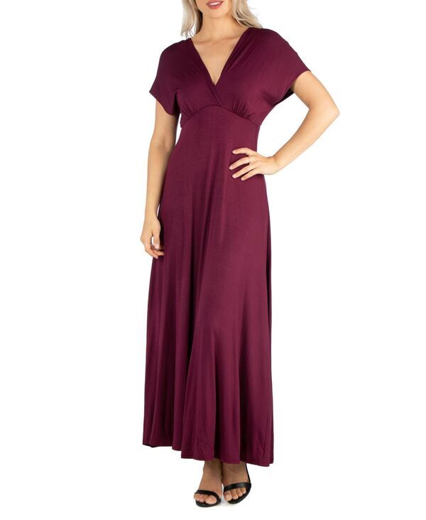 24 セブンコンフォート レディース トップス ワンピース Vネック キャップ マキシ 24seven Comfort Apparel Womens Cap Sleeve VNeck Maxi Dre