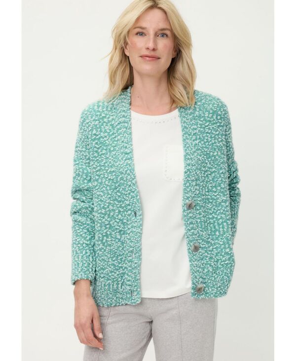 オルセン レディース アウター ニット・セーター カーディガン Olsen Womens TwoTone Boucle Cardigan Dark Mint ミント