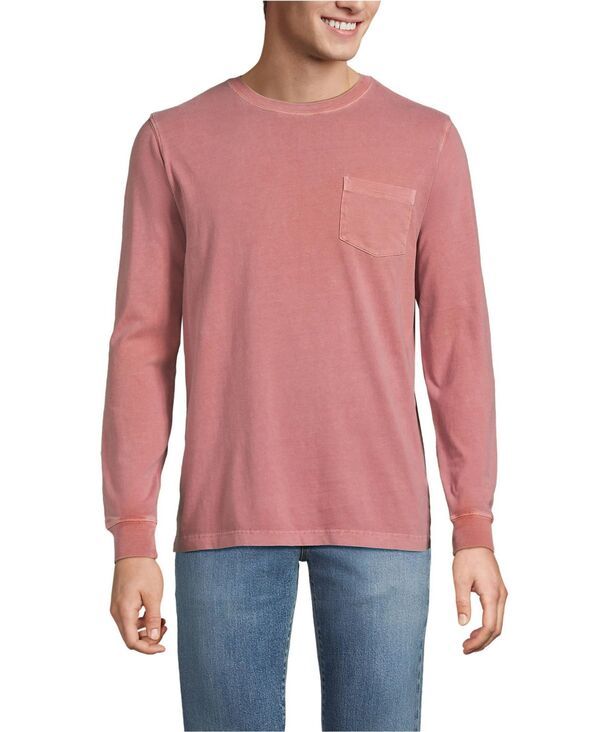 ランズエンド メンズ トップス Tシャツ Lands End Mens Long Sleeve Pocket Sun Faded SuperTee Washed cordovan garment dy