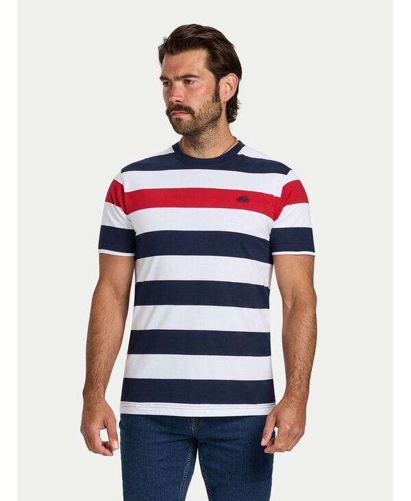 ライジングブル メンズ トップス Tシャツ コントラスト Raging Bull Mens Contrast Chestripe TShirt Navyred ネイビー