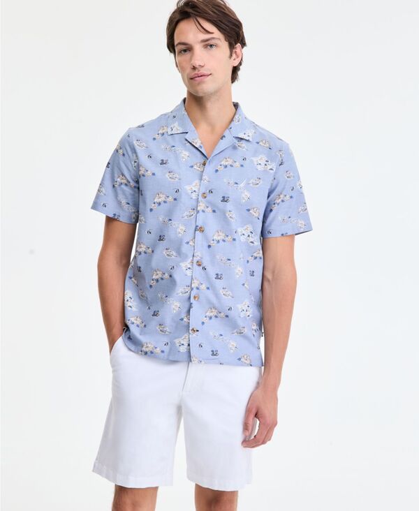 ナウティカ メンズ トップス シャツ プリント ダウン Nautica Mens ClassicFit Printed ButtonDown Camp Shirt Moonlight Blue ブルー