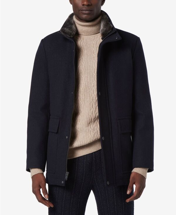 マークニューヨーク メンズ アウター ジャケット・ブルゾン ウール コート Marc New York Mens Brooks Melton Wool Car Coat with Faux Fur C 63,690円
