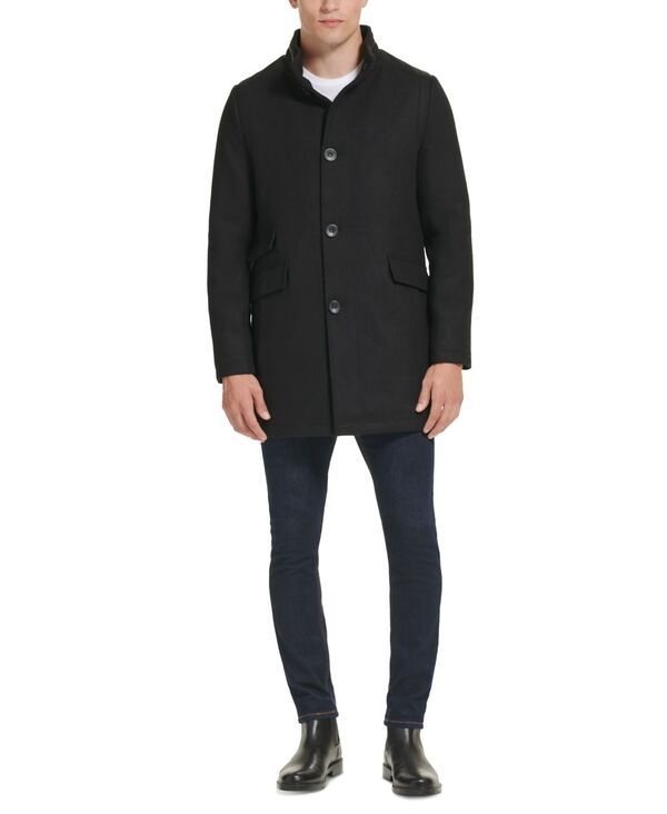 ケネスコール メンズ アウター ジャケット・ブルゾン ウール コート Kenneth Cole Mens Wool Button Car Coat Black ブラック