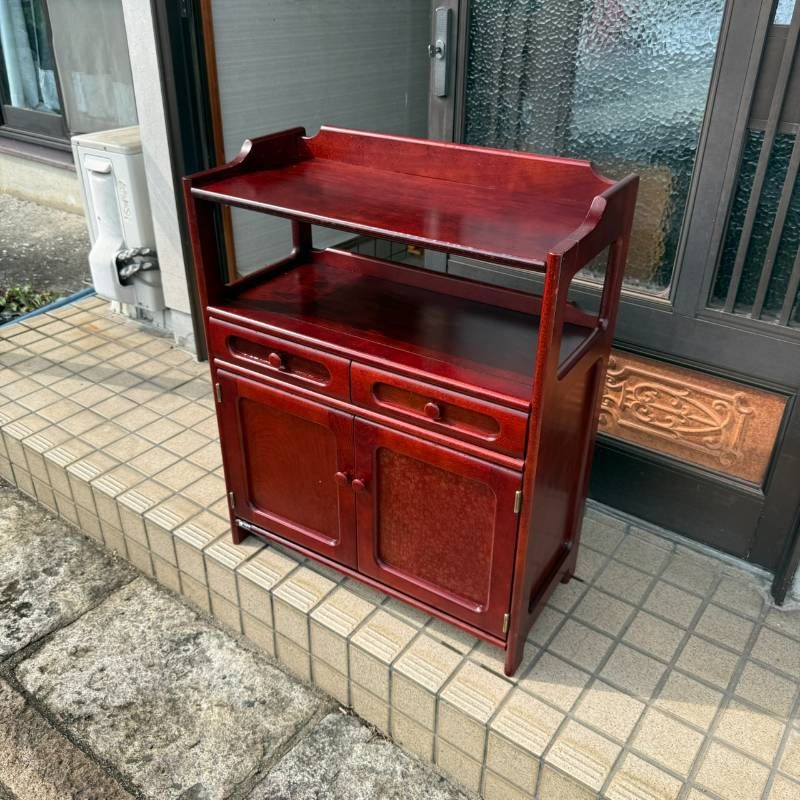 希少 オールドカリモク キッチンワゴン キャビネット 収納棚 レトロ家具 旧ロゴ
