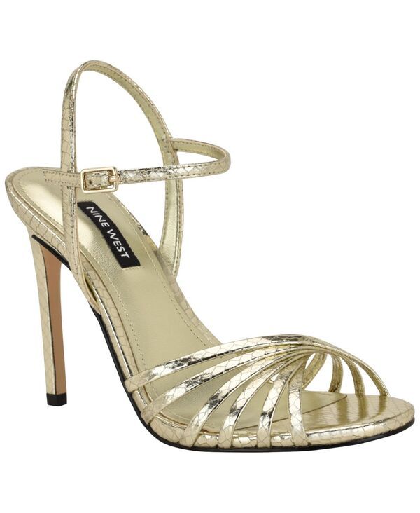 ナインウェスト レディース シューズ サンダル Nine West Womens Meripen Strappy High Stiletto Sandals Gold Snake ゴールド