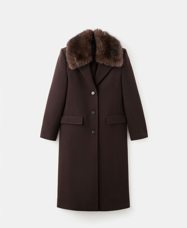 マンゴ レディース アウター ジャケット・ブルゾン ウール コート MANGO Womens Fur Collar Wool Coat Chocolate チョコレート 22,578円