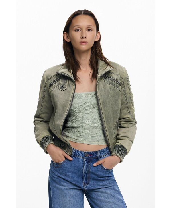 デジグアル レディース アウター ジャケット・ブルゾン Desigual Womenshort jacket with waistband Black ブラック