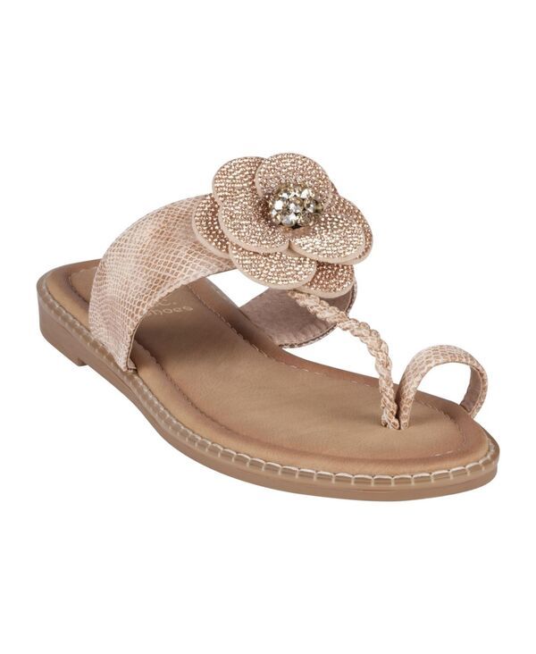 ジーシーシューズ レディース シューズ サンダル GC Shoes Womens Blossom Flower Embellished Toe Ring Flat Sandals Rose Gold