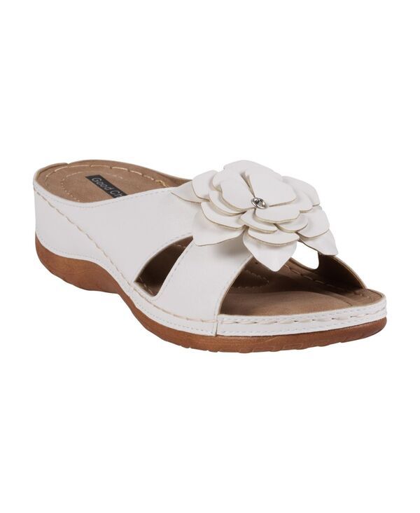 ジーシーシューズ レディース シューズ サンダル GC Shoes Womens Joy Flower Rosette Comfort Sandals White ホワイト