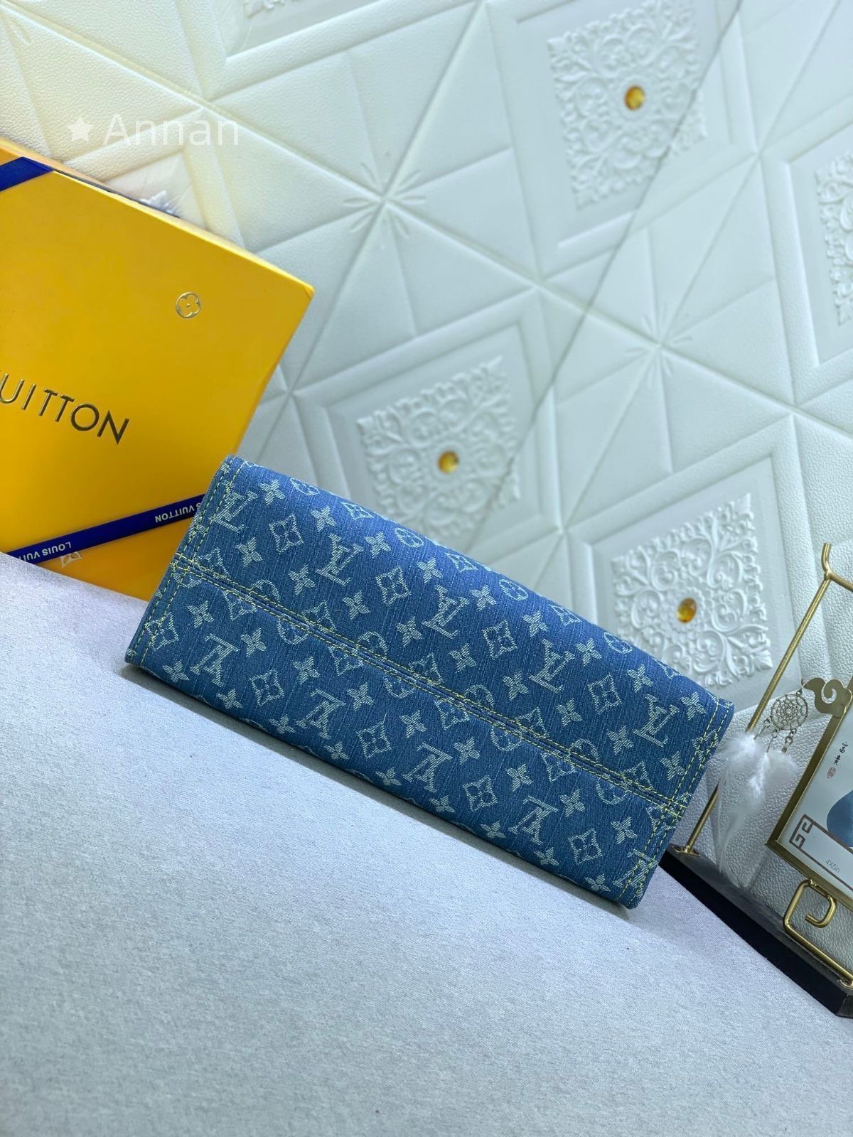 デニム LOUIS VUITTON ルイヴィトン トートバッグ オンザゴー MM M46871 モノグラムデニム