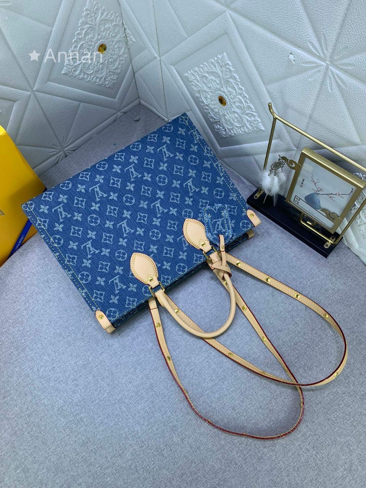 デニム LOUIS VUITTON ルイヴィトン トートバッグ オンザゴー MM M46871 モノグラムデニム
