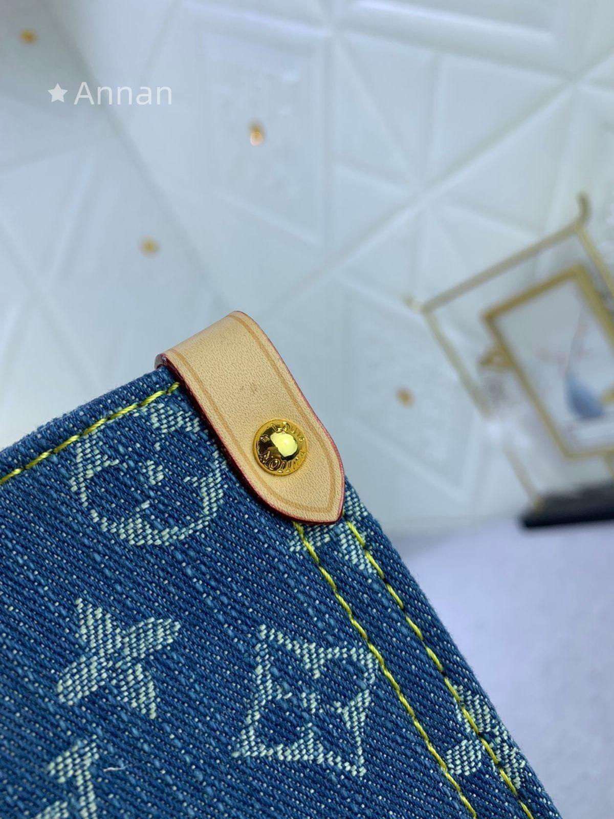 デニム LOUIS VUITTON ルイヴィトン トートバッグ オンザゴー MM M46871 モノグラムデニム