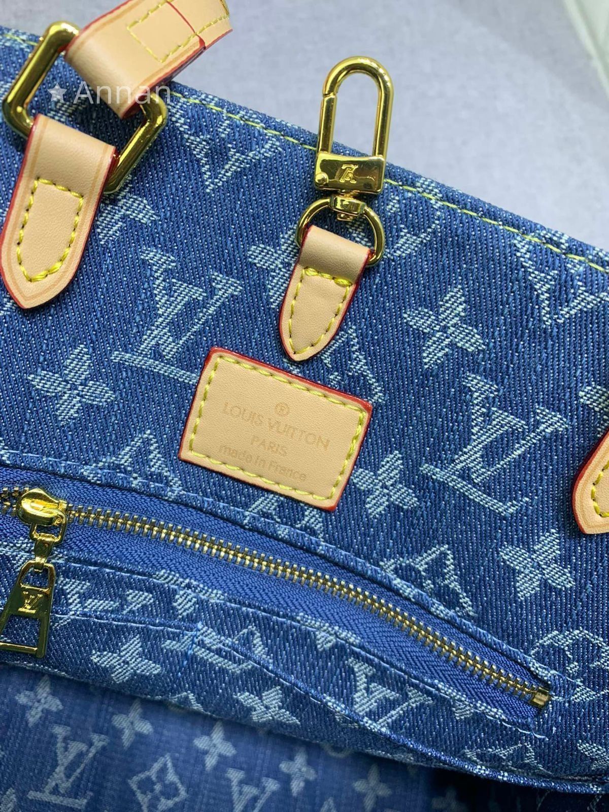 デニム LOUIS VUITTON ルイヴィトン トートバッグ オンザゴー MM M46871 モノグラムデニム