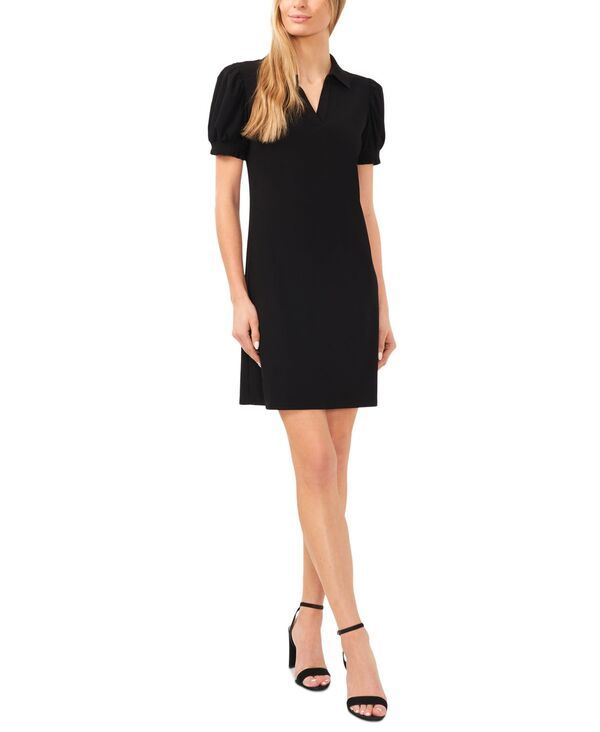セセ レディース トップス ワンピース ポロシャツ ニット CeCe Womens Short Sleeve Knit Polo Dress Rich Black ブラック