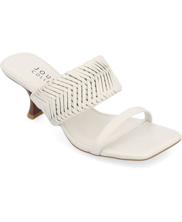 ジュルネ コレクション レディース シューズ サンダル Journee Collection Womens Monyka Woven Double Band Dress Sandals Ivory ア