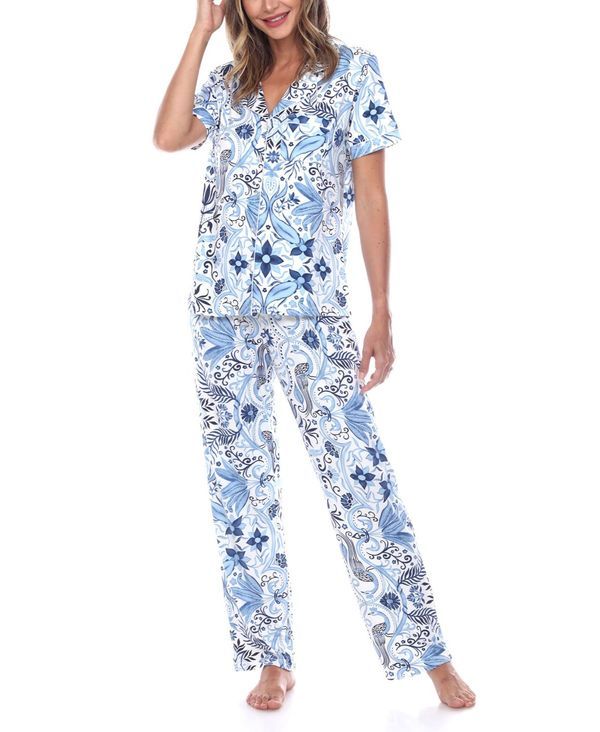 ホワイトマーク レディース ボトムス カジュアルパンツ パンツ White Mark Womens Short Sleeve Pants Tropical Pajama Set 2Piece Whit