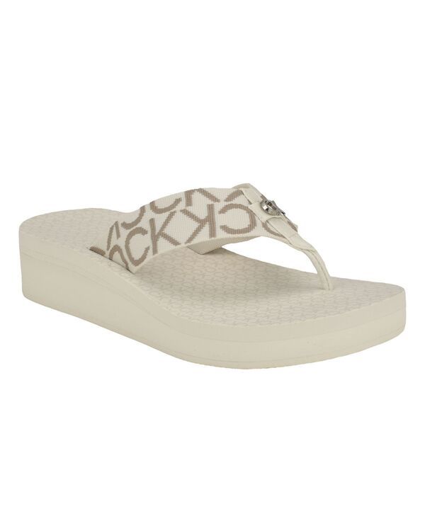 カルバンクライン レディース シューズ サンダル プラットフォーム Calvin Klein Womens Meena Casual Platform FlipFlop Sandals Ivory ア