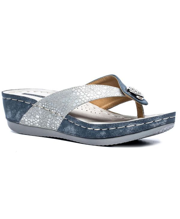 ジーシーシューズ レディース シューズ サンダル GC Shoes Womens Dafni Thong Wedge Sandals Blue ブルー