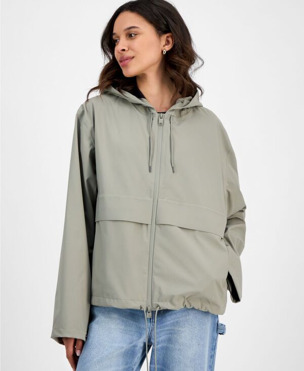 レインズ レディース アウター ジャケット・ブルゾン ジャケット Rains Womens ZipFront Hooded Drawstring Jacket Drift