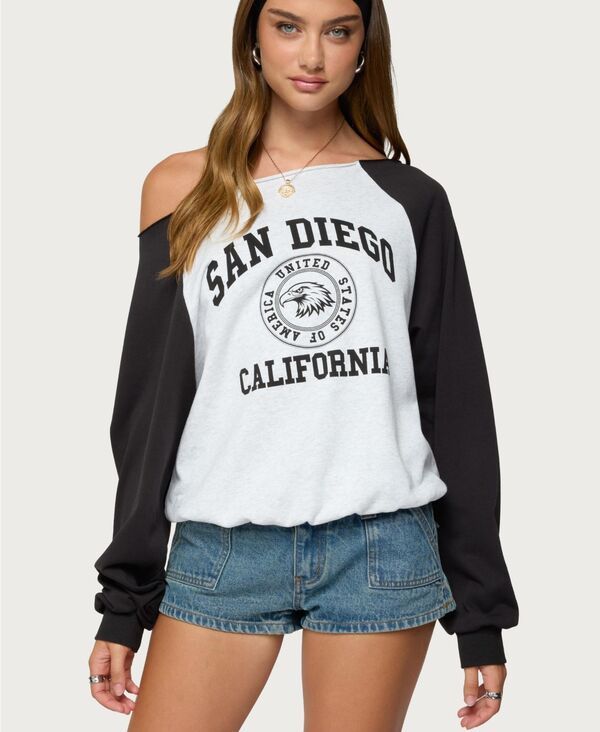 アディクテッド レディース アウター パーカー・スウェット シャツ Edikted Womensan Diegoff Shoulderaglan Sweatshirt Graymelangeandbl 12,854円