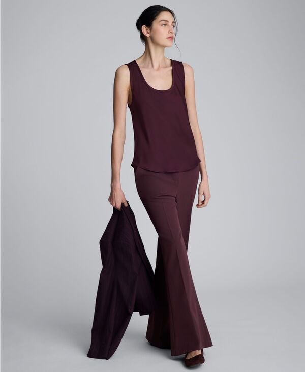 ケネスコール レディース ボトムス カジュアルパンツ フレア Kenneth Cole Women s Luxe Twill Flare Leg Pant Dark Aubergine オーバージーン
