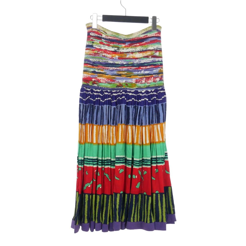 ミッソーニ MISSONI ロングスカート プリーツ 総柄 42 マルチカラー