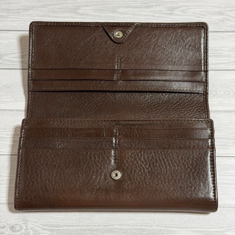 HIROFU 二つ折り財布 レザー ウォレット 本革 ブラウン HIROFU ヒロフ 長財布 ブラウン レザー Hロゴ かぶせ財布 フラップ