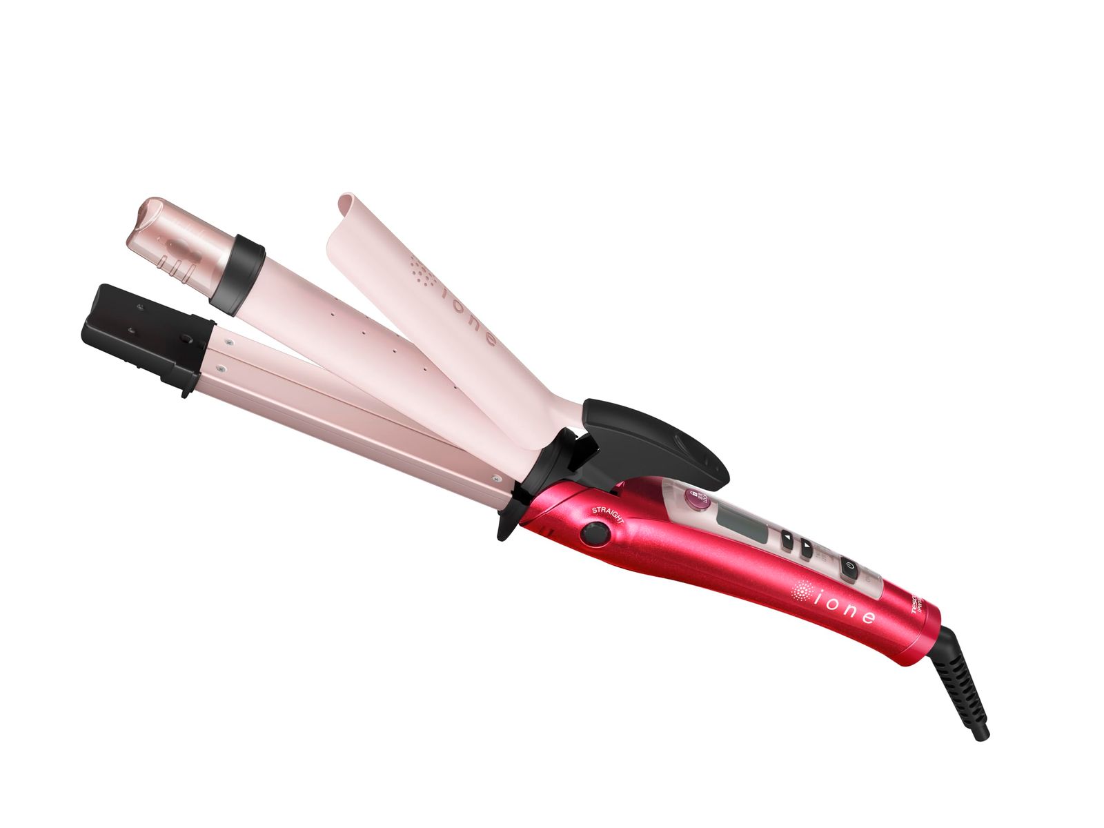 テスコム (TESCOM) ヘアアイロン スチーム付 32mm マイナスイオン 2WAY ione スパークルピンク IPW1832-P [スパークルピンク] [H72×W339×D41mm]