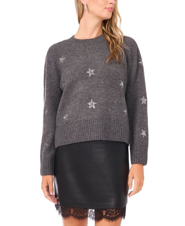 ヴィンスカムート レディース アウター ニット・セーター クルーネック Vince Camuto Womens Embellished Crewneck Sweater Medium Heather