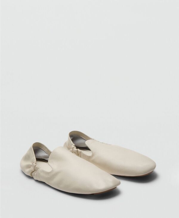 マンゴ レディース シューズ パンプス レザー MANGO Womens Leather Gathered Shoes Ecru エクリュ