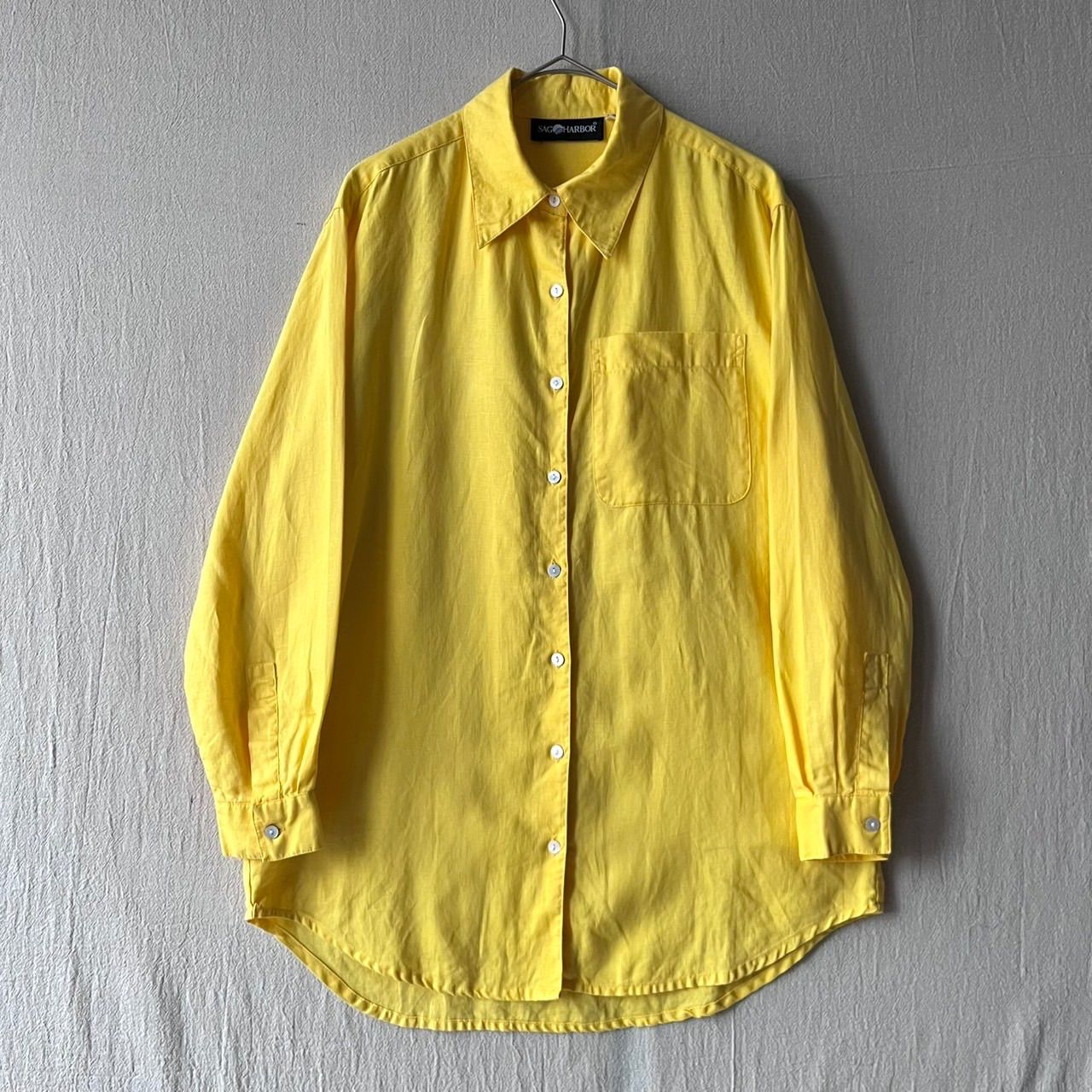 50s 60s Euro vintage パジャマ シャツ / 48 ブルー イエロー マルチストライプ ユーロ ビンテージ T6-07100-9390
