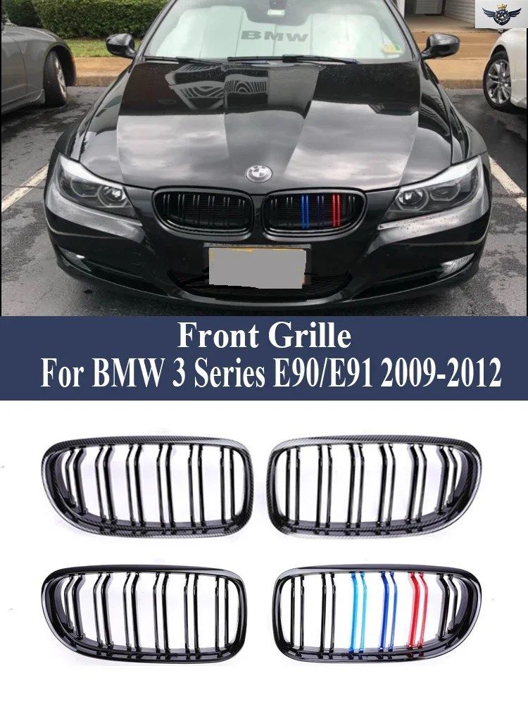フロント下部バンパーグリル フェイスリフト グロスMカラー ラジエーターグリルカバー BMW 3シリーズ E90 E91 2009-2012 LCI