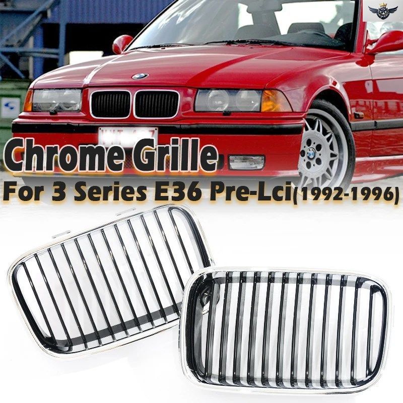 シングルラインフレームシルバーグリルキドニーグリル BMW 3シリーズ E36 プレLCI クーペ セダン 1992-1996 316I 318I 320I 325IS