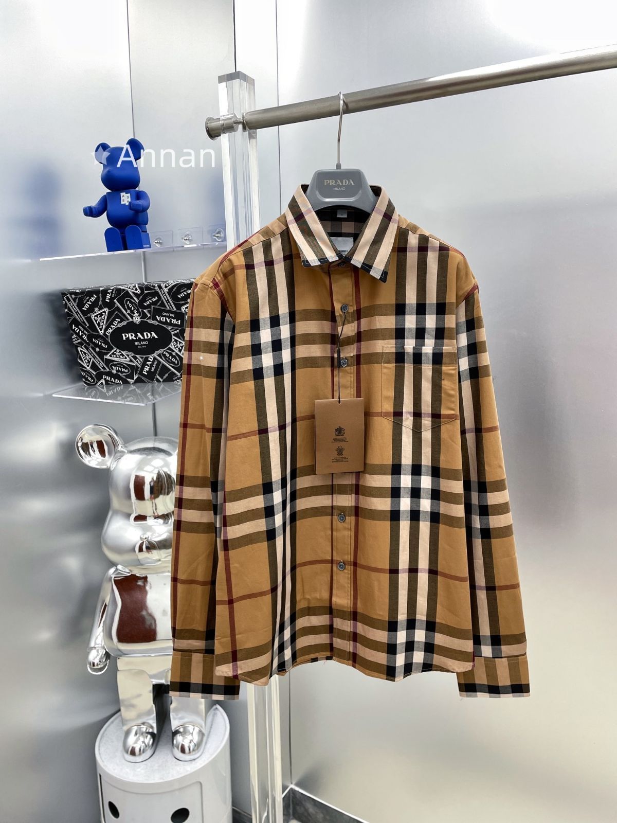 美品★極美品 新品 タグ付 BURBERRY バーバリー 長袖シャツ メンズ レディース ユニセックス カジュアル