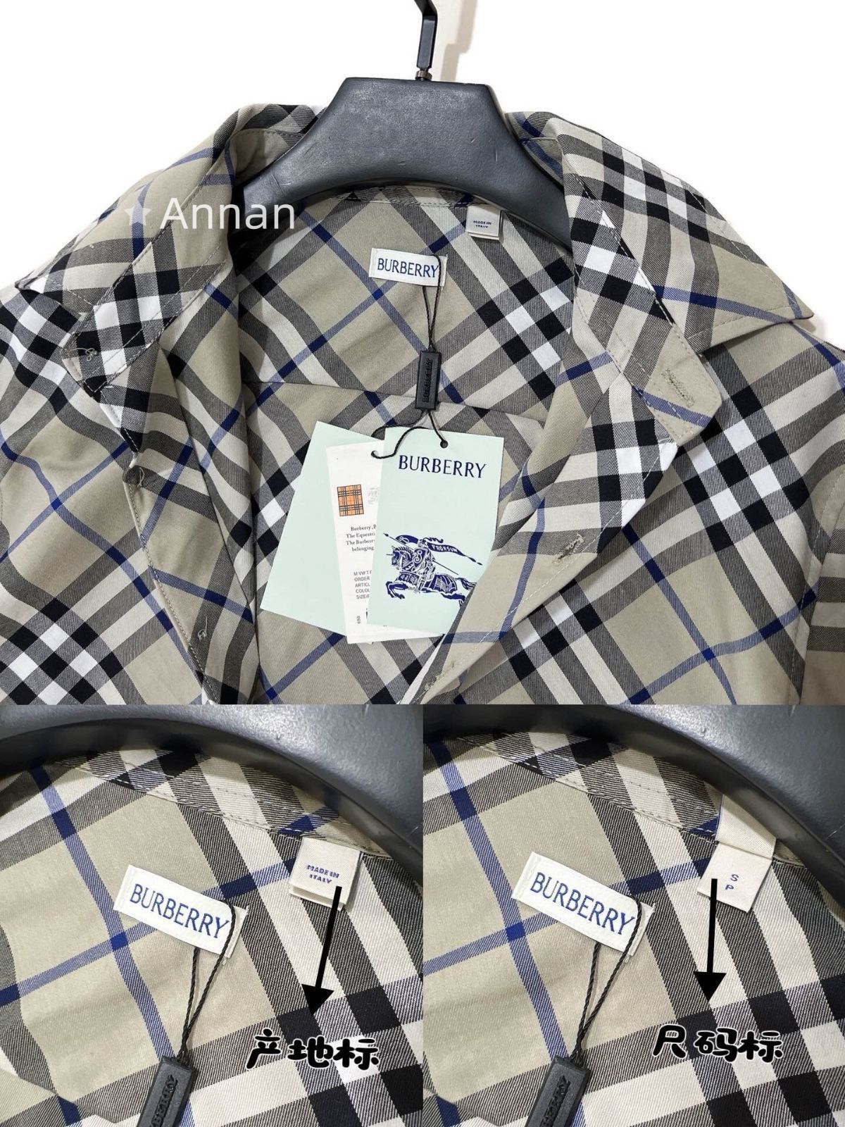 実用性 【極美品】新品 タグ付 BURBERRY バーバリー 長袖シャツ メンズ レディース ユニセックス カジュアル
