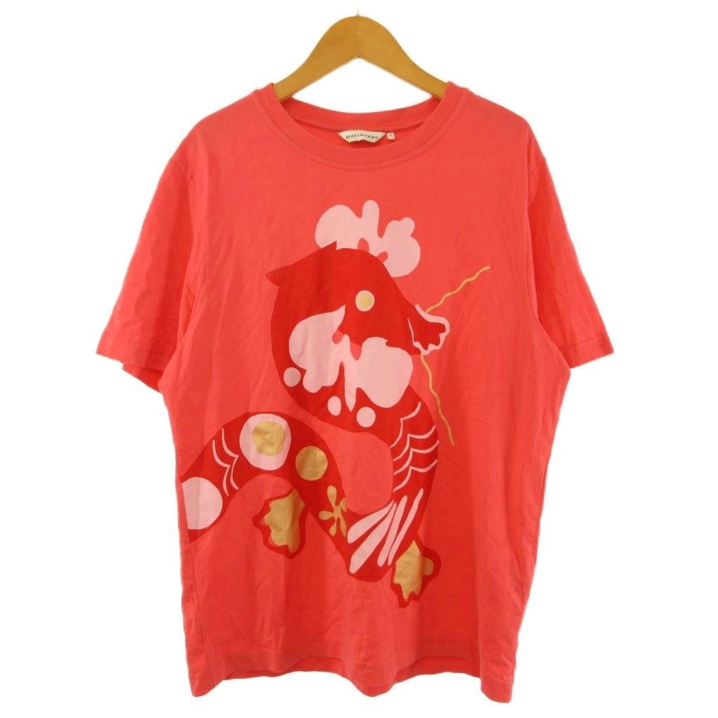 マリメッコ marimekko プリントTシャツ Mサイズ マリメッコ marimekko Tシャツ カットソー 半袖 プリント ピンク XS