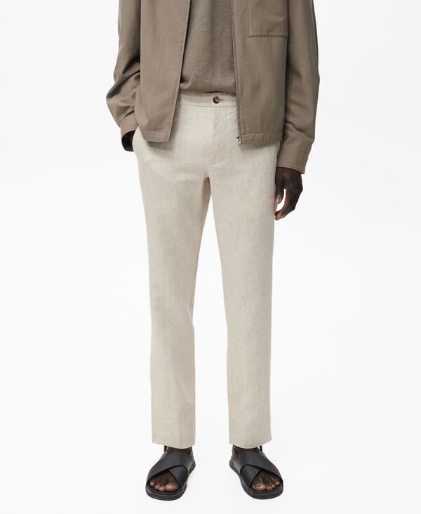 マンゴ メンズ ボトムス カジュアルパンツ パンツ リネン MANGO Mens SlimFit Linen Pants Ecru エクリュ