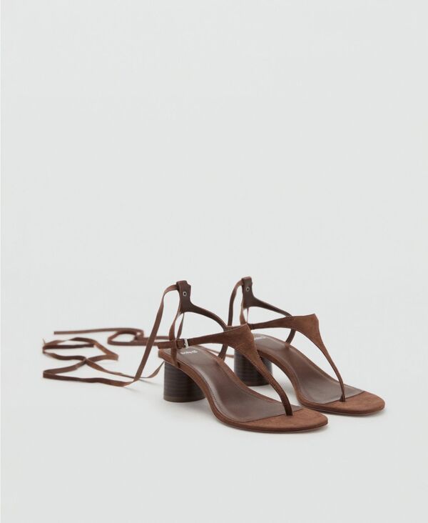 マンゴ レディース シューズ サンダル スエード レザー ヒール MANGO Womens Suede Leather Heeled Sandals Chocolate チョコレート