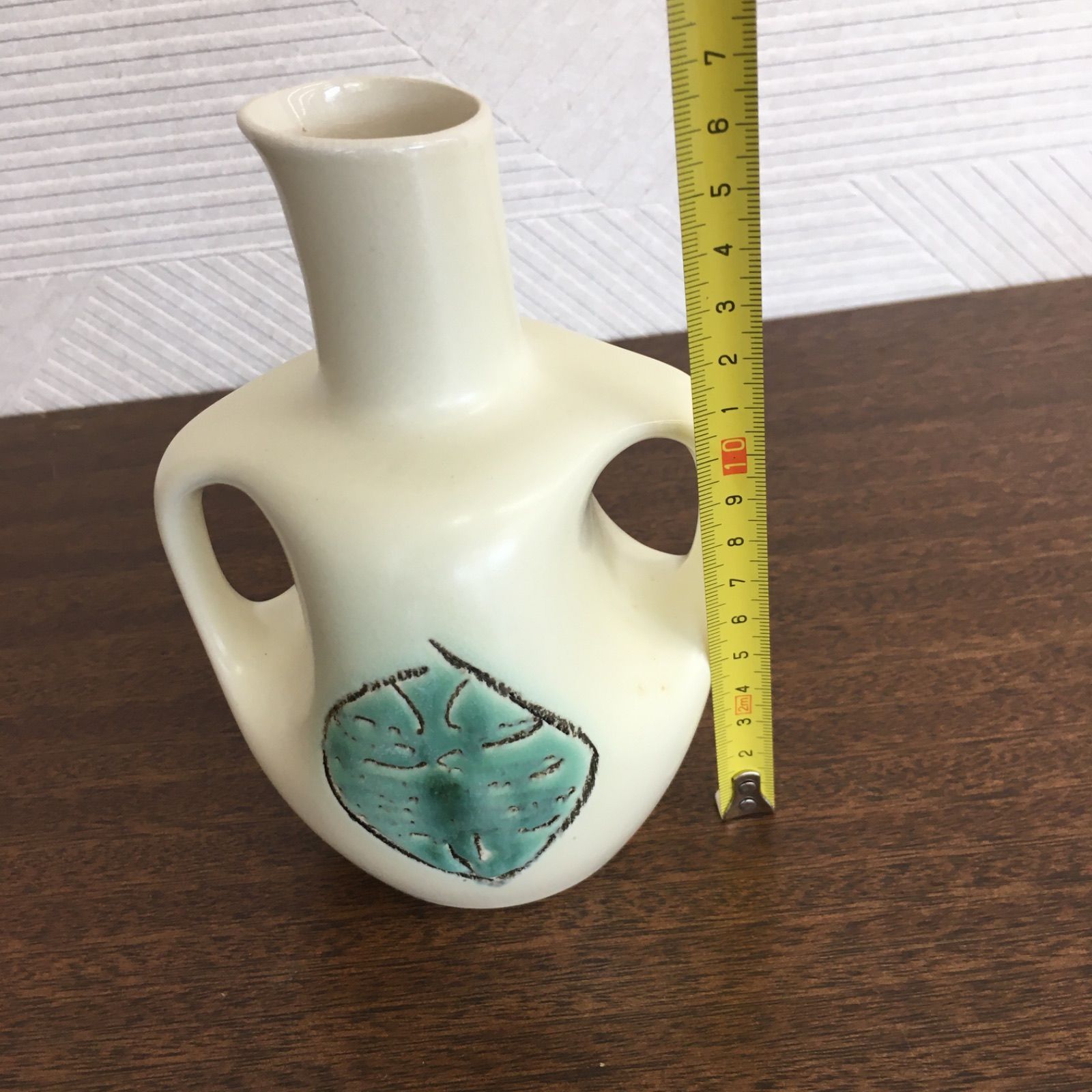 たち吉 創作陶器 葉文 水差し 花器 水呑み カップ付き 陶器セット